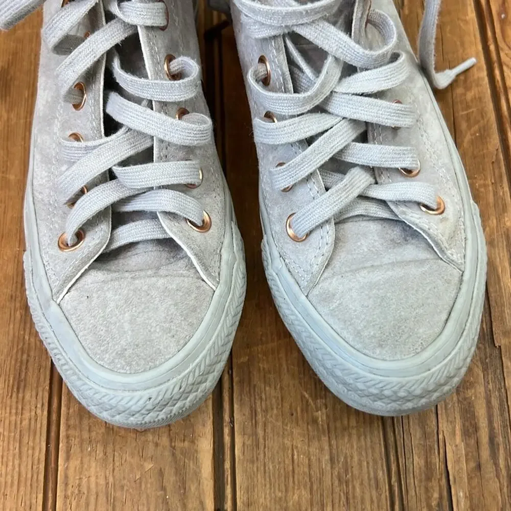 Women’s Kids Converse Suede sneakers Chuck Taylor High-Tops Light Gray silver